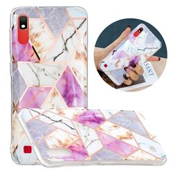 Purple and White Painted Marble Electroplating Protective Case for Samsung Galaxy A10