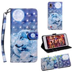 Moon Wolf 3D Painted Leather Wallet Case for Samsung Galaxy A10