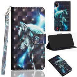 Snow Wolf 3D Painted Leather Wallet Case for Samsung Galaxy A10