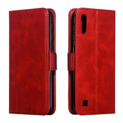 Retro Classic Calf Pattern Leather Wallet Phone Case for Samsung Galaxy A10 - Red