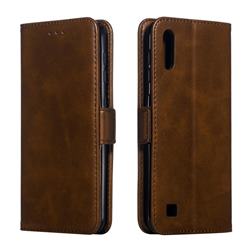 Retro Classic Calf Pattern Leather Wallet Phone Case for Samsung Galaxy A10 - Brown