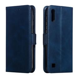 Retro Classic Calf Pattern Leather Wallet Phone Case for Samsung Galaxy A10 - Blue
