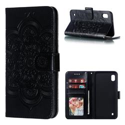 Intricate Embossing Datura Solar Leather Wallet Case for Samsung Galaxy A10 - Black