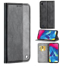 Classic Business Ultra Slim Magnetic Sucking Stitching Flip Cover for Samsung Galaxy A10 - Silver Gray