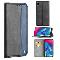 Classic Business Ultra Slim Magnetic Sucking Stitching Flip Cover for Samsung Galaxy A10 - Blue
