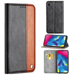 Classic Business Ultra Slim Magnetic Sucking Stitching Flip Cover for Samsung Galaxy A10 - Brown