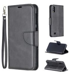 Classic Sheepskin PU Leather Phone Wallet Case for Samsung Galaxy A10 - Black
