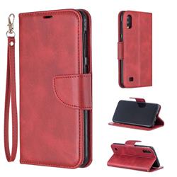Classic Sheepskin PU Leather Phone Wallet Case for Samsung Galaxy A10 - Red