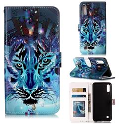 Ice Wolf 3D Relief Oil PU Leather Wallet Case for Samsung Galaxy A10