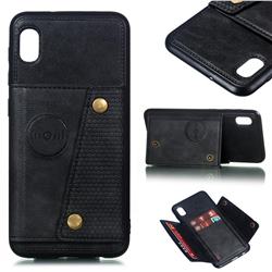 Retro Multifunction Card Slots Stand Leather Coated Phone Back Cover for Samsung Galaxy A10 - Black