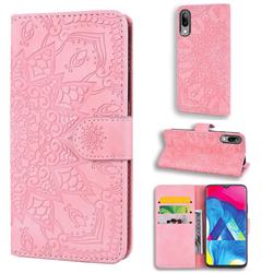Retro Embossing Mandala Flower Leather Wallet Case for Samsung Galaxy A10 - Pink