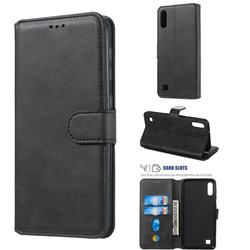 Retro Calf Matte Leather Wallet Phone Case for Samsung Galaxy A10 - Black
