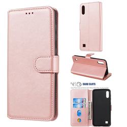 Retro Calf Matte Leather Wallet Phone Case for Samsung Galaxy A10 - Pink