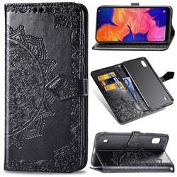 Embossing Imprint Mandala Flower Leather Wallet Case for Samsung Galaxy A10 - Black