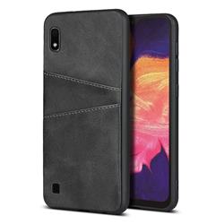 Simple Calf Card Slots Mobile Phone Back Cover for Samsung Galaxy A10 - Black