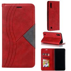 Retro S Streak Magnetic Leather Wallet Phone Case for Samsung Galaxy A10 - Red