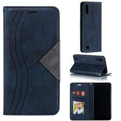 Retro S Streak Magnetic Leather Wallet Phone Case for Samsung Galaxy A10 - Blue