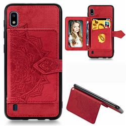 Mandala Flower Cloth Multifunction Stand Card Leather Phone Case for Samsung Galaxy A10 - Red