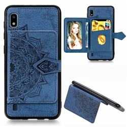 Mandala Flower Cloth Multifunction Stand Card Leather Phone Case for Samsung Galaxy A10 - Blue
