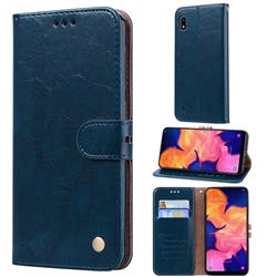 Luxury Retro Oil Wax PU Leather Wallet Phone Case for Samsung Galaxy A10 - Sapphire