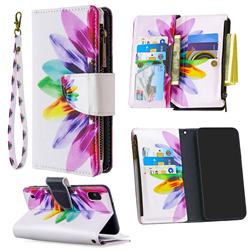 Seven-color Flowers Binfen Color BF03 Retro Zipper Leather Wallet Phone Case for Samsung Galaxy A10