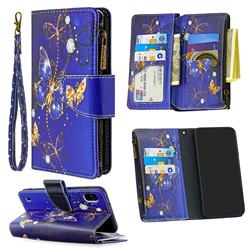 Purple Butterfly Binfen Color BF03 Retro Zipper Leather Wallet Phone Case for Samsung Galaxy A10