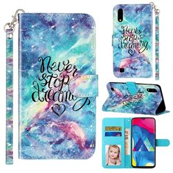 Blue Starry Sky 3D Leather Phone Holster Wallet Case for Samsung Galaxy A10