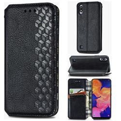 Ultra Slim Fashion Business Card Magnetic Automatic Suction Leather Flip Cover for Samsung Galaxy A10 - Black