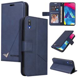 GQ.UTROBE Right Angle Silver Pendant Leather Wallet Phone Case for Samsung Galaxy A10 - Blue