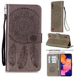 Embossing Dream Catcher Mandala Flower Leather Wallet Case for Samsung Galaxy A10 - Gray