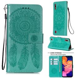 Embossing Dream Catcher Mandala Flower Leather Wallet Case for Samsung Galaxy A10 - Green