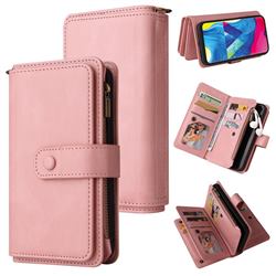 Luxury Multi-functional Zipper Wallet Leather Phone Case Cover for Samsung Galaxy A10 - Pink