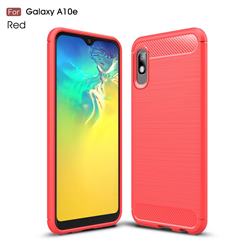 Luxury Carbon Fiber Brushed Wire Drawing Silicone TPU Back Cover for Samsung Galaxy A10e - Red