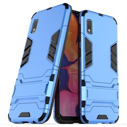 Armor Premium Tactical Grip Kickstand Shockproof Dual Layer Rugged Hard Cover for Samsung Galaxy A10e - Light Blue
