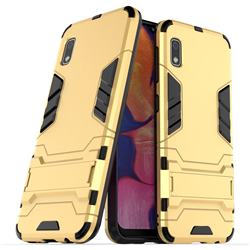 Armor Premium Tactical Grip Kickstand Shockproof Dual Layer Rugged Hard Cover for Samsung Galaxy A10e - Golden