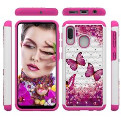 Rose Butterfly Studded Rhinestone Bling Diamond Shock Absorbing Hybrid Defender Rugged Phone Case Cover for Samsung Galaxy A10e