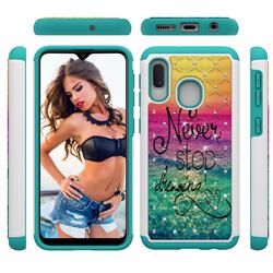 Colorful Dream Catcher Studded Rhinestone Bling Diamond Shock Absorbing Hybrid Defender Rugged Phone Case Cover for Samsung Galaxy A10e