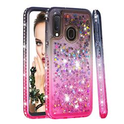 Diamond Frame Liquid Glitter Quicksand Sequins Phone Case for Samsung Galaxy A10e - Gray Pink