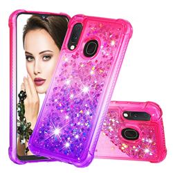 Rainbow Gradient Liquid Glitter Quicksand Sequins Phone Case for Samsung Galaxy A10e - Pink Purple
