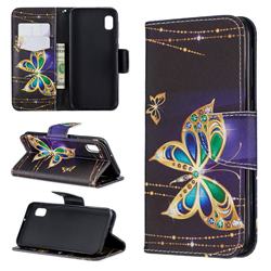 Golden Shining Butterfly Leather Wallet Case for Samsung Galaxy A10e
