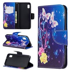 Yellow Flower Butterfly Leather Wallet Case for Samsung Galaxy A10e