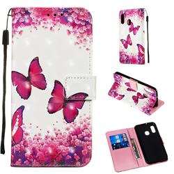 Rose Butterfly 3D Painted Leather Wallet Case for Samsung Galaxy A10e