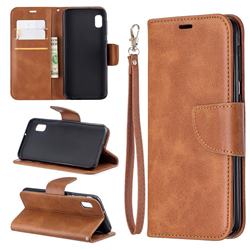 Classic Sheepskin PU Leather Phone Wallet Case for Samsung Galaxy A10e - Brown
