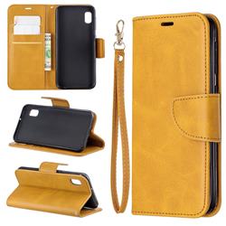 Classic Sheepskin PU Leather Phone Wallet Case for Samsung Galaxy A10e - Yellow
