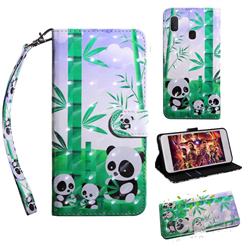 Eating Bamboo Pandas 3D Painted Leather Wallet Case for Samsung Galaxy A10e