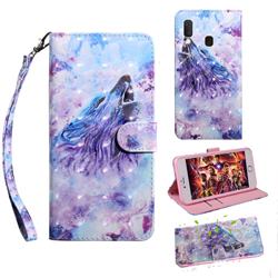 Roaring Wolf 3D Painted Leather Wallet Case for Samsung Galaxy A10e