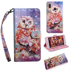 Colored Owl 3D Painted Leather Wallet Case for Samsung Galaxy A10e
