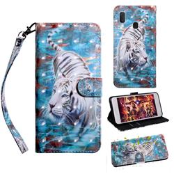 White Tiger 3D Painted Leather Wallet Case for Samsung Galaxy A10e