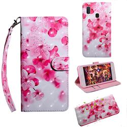 Peach Blossom 3D Painted Leather Wallet Case for Samsung Galaxy A10e