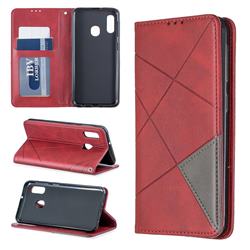 Prismatic Slim Magnetic Sucking Stitching Wallet Flip Cover for Samsung Galaxy A10e - Red